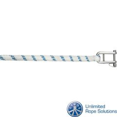 Liros Fall mit eingespleißtem Wichard-Schlüsselschäkel (10 mm x 30 Meter, Weiß/Blau)