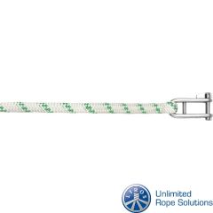 Liros Fall mit eingespleißtem Wichard-Schlüsselschäkel (10 mm x 30 Meter, Weiß/Grün)