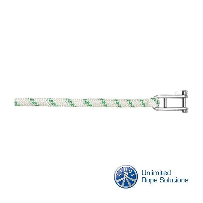 Liros Fall mit eingespleißtem Wichard-Schlüsselschäkel (10 mm x 30 Meter, Weiß/Grün) main product photo