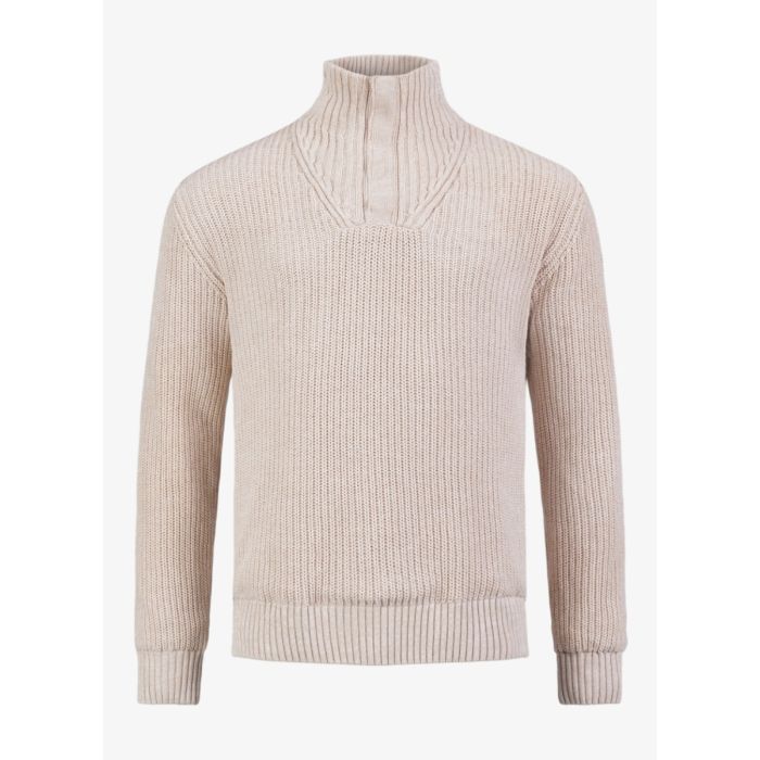 Pelle Petterson Mens Campe Windbreaker Sweater – Light Beige Oak Melange | Windresistenter Herren Pullover