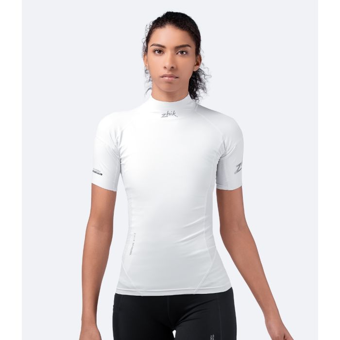 Zhik Womens Eco Spandex UPF50+ Kurzarm Top – White | Leichtes Damen UV-Schutz Funktionsshirt für Wassersport