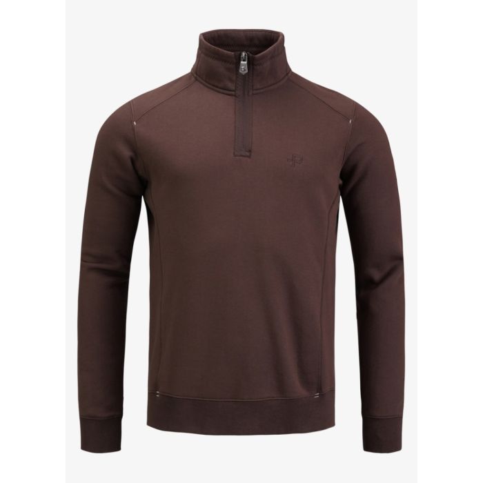 Pelle Petterson Mens P-Half Zip – Carob Brown | Klassischer Herren Sweater aus Baumwollmix