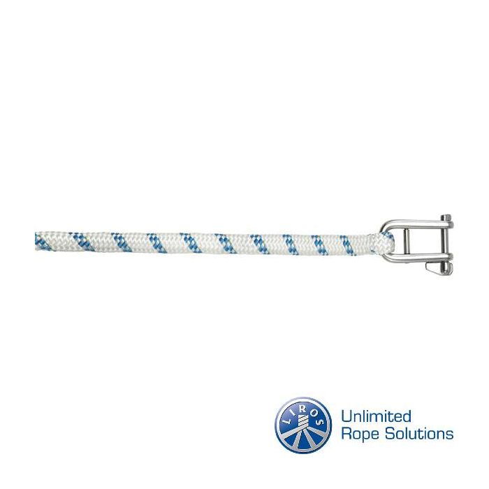 Liros Fall mit eingespleißtem Wichard-Schlüsselschäkel (10 mm x 30 Meter, Weiß/Blau)